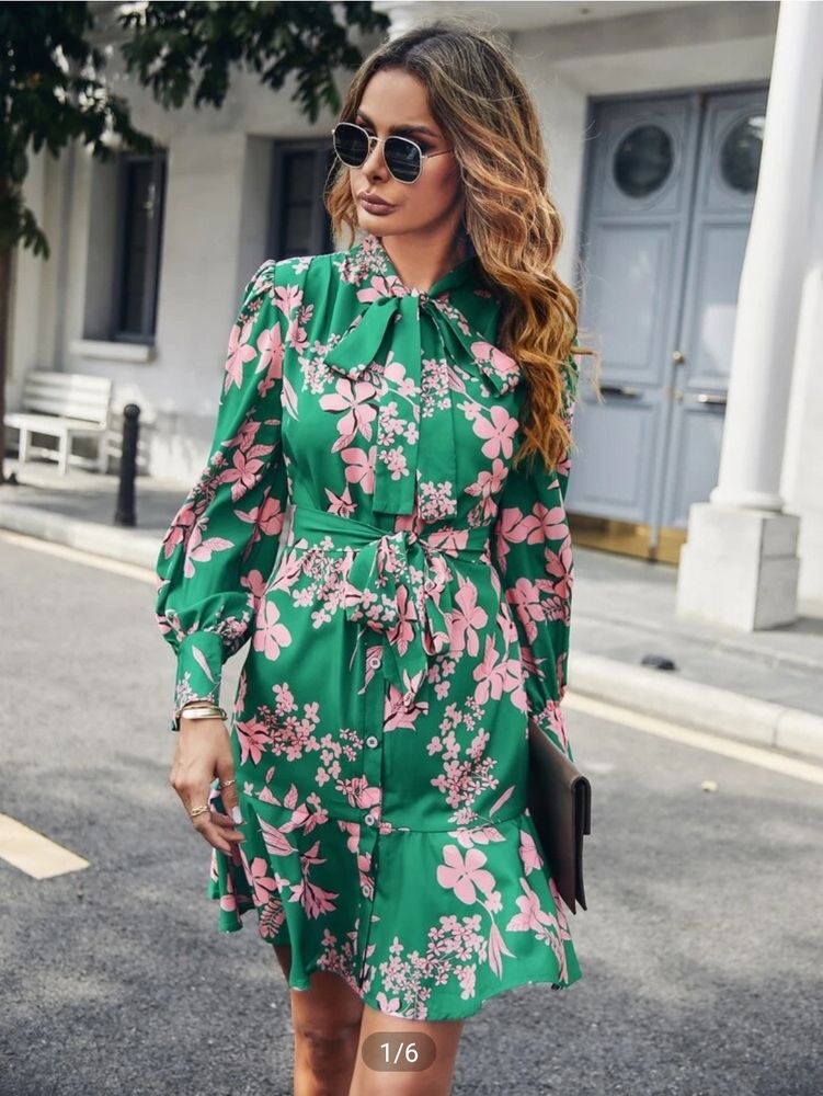 SHEIN Long Sleeve Floral Dress (NWT)